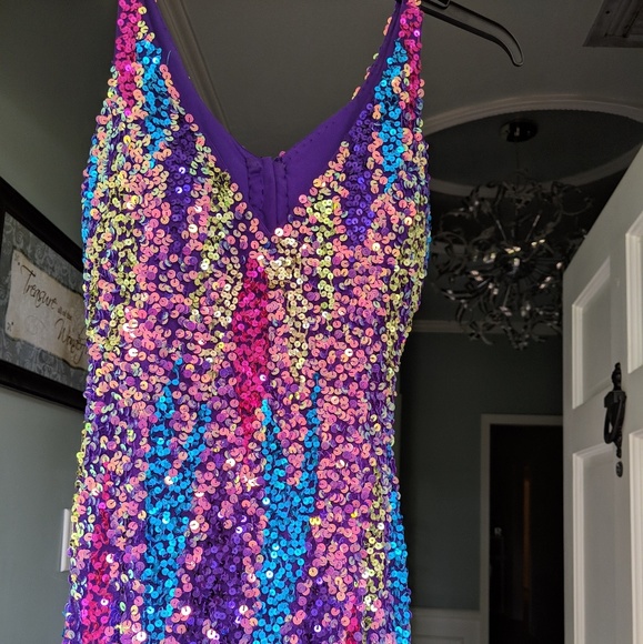 Iridescent Purple Prom Dres - Picture 6 of 8